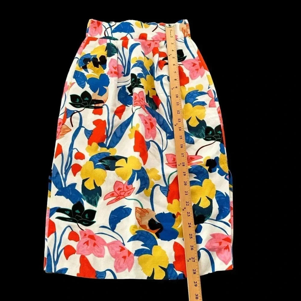 J crew size 0 Linen Blend Morning Floral‎ Midi Skirt Lined Spring Easter F2864